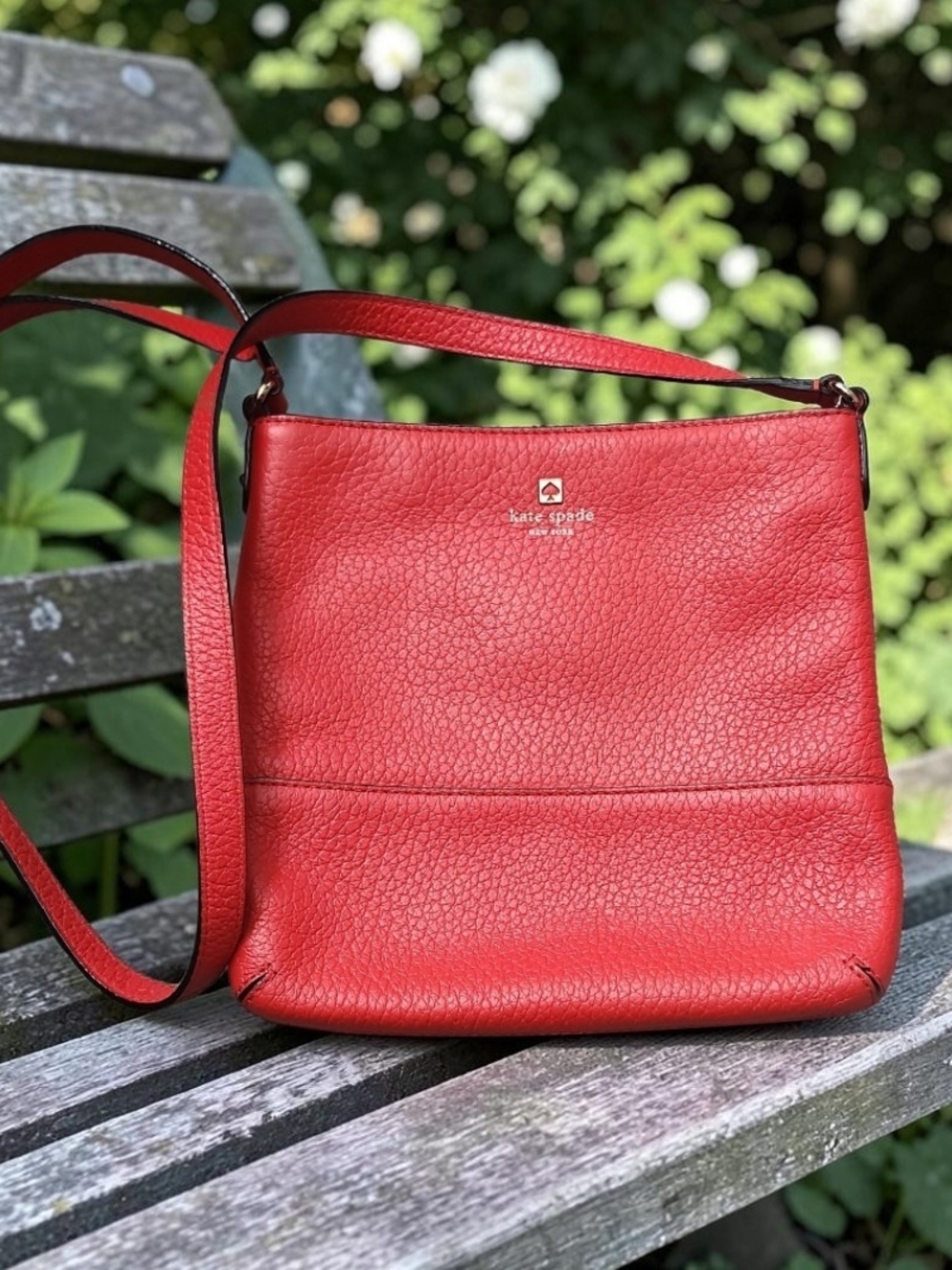 Kate Spade Red Pebbled Leather Crossbody/Messenger Bag